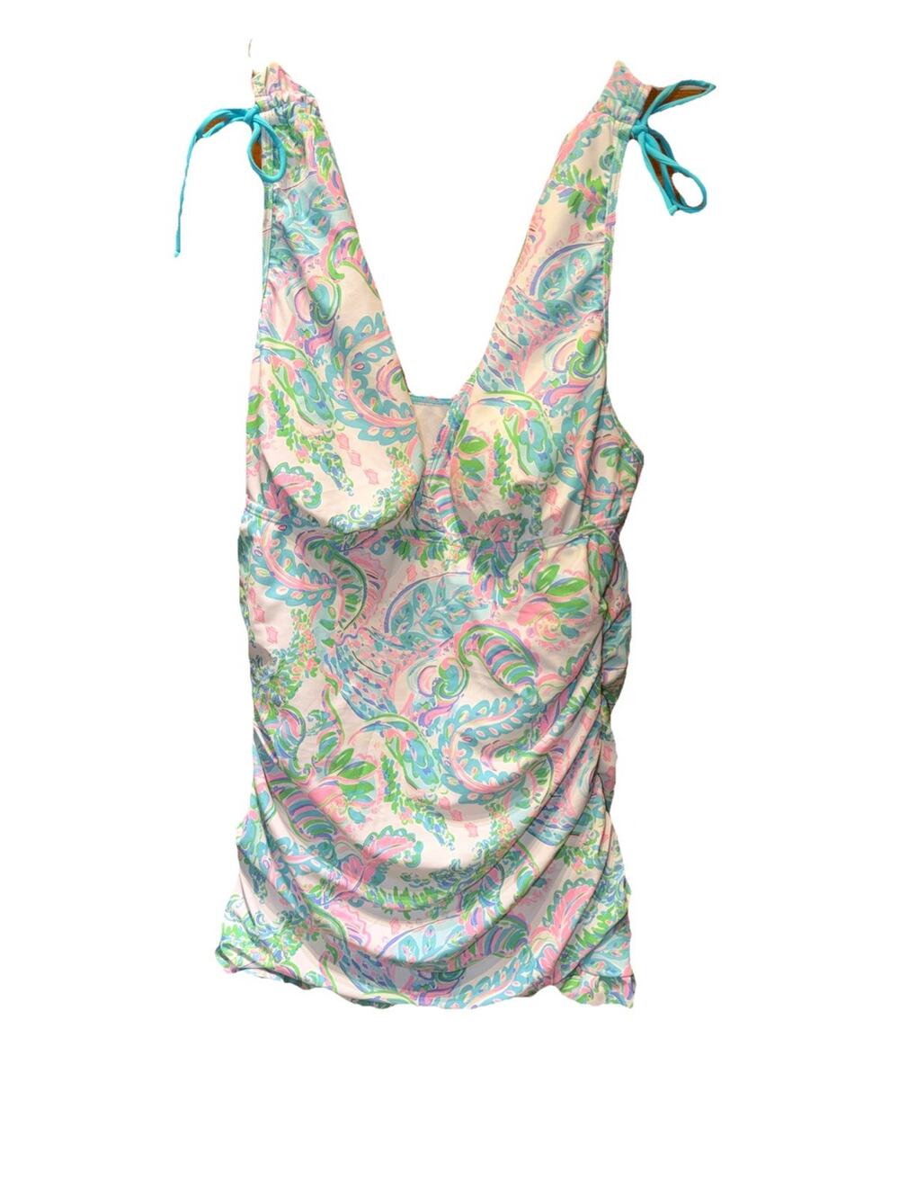 Plus Size One Piece Swim Top ONLY XXL Flattering Wide Straps Gathered